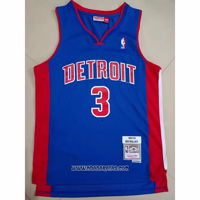 Camiseta Detroit Pistons Ben Wallace #3 Mitchell & Ness 2003-04 Azul